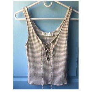 Tan and White Stripe Tank Top